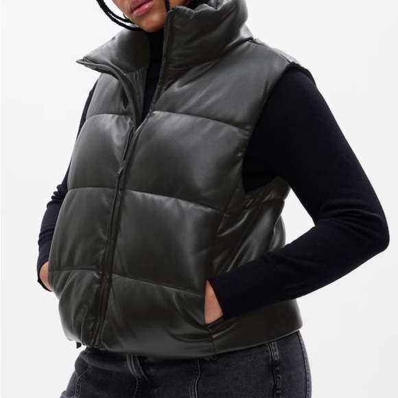 7 for all mankind faux leather puffer vest - Picture 4 of 14